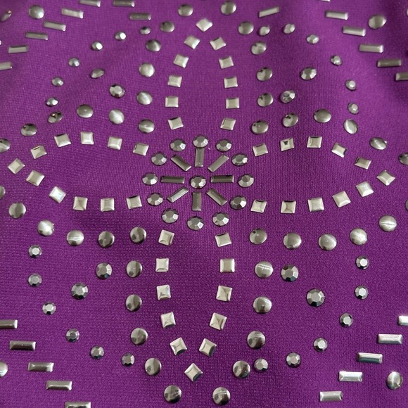 TanJay Purple Black Burnout Velvet Open Front Cardigan & Studded Tank Top Sz L - Picture 6 of 10